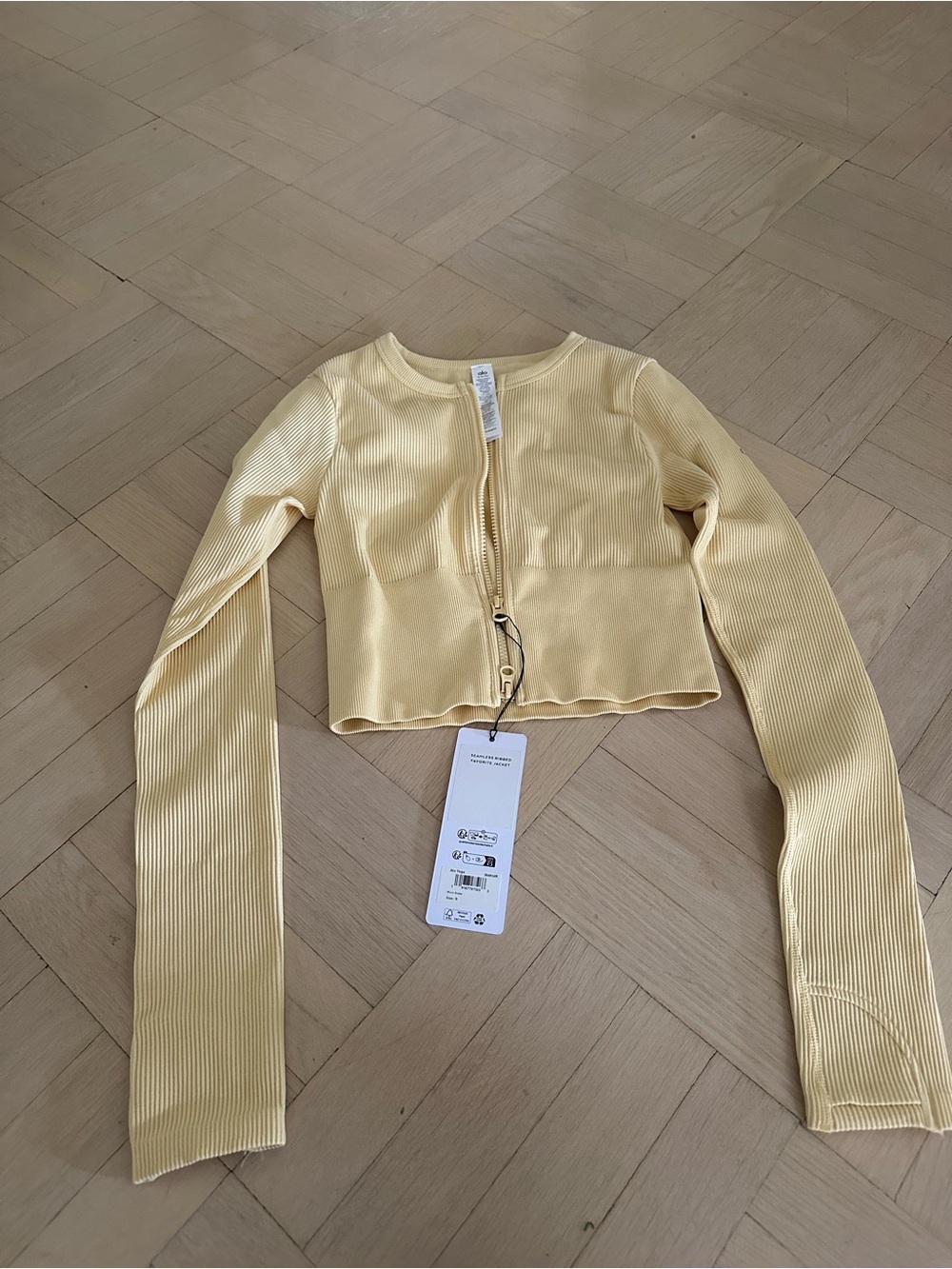 Alo Yoga Yellow Seamless Ribbed Favorite Jacket Warm Butter Small NWT